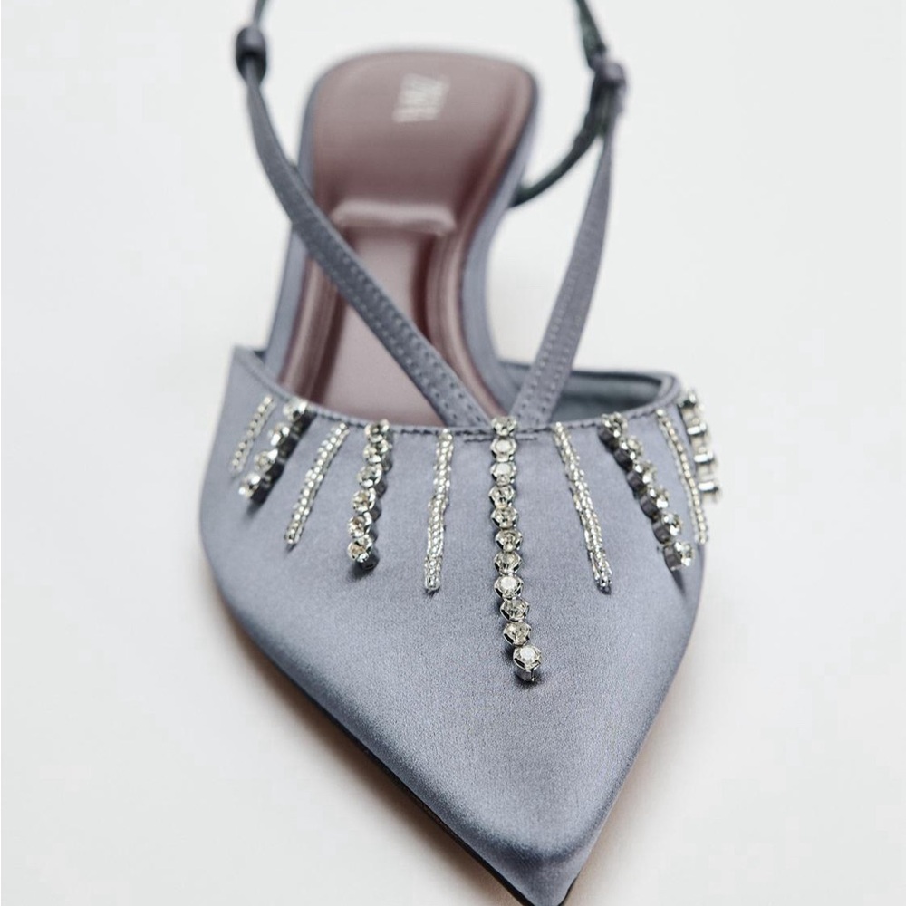 Sold ✨Host Pick✨ Zara RHINESTONE SLING BACK HEELS - Picture 6 of 15